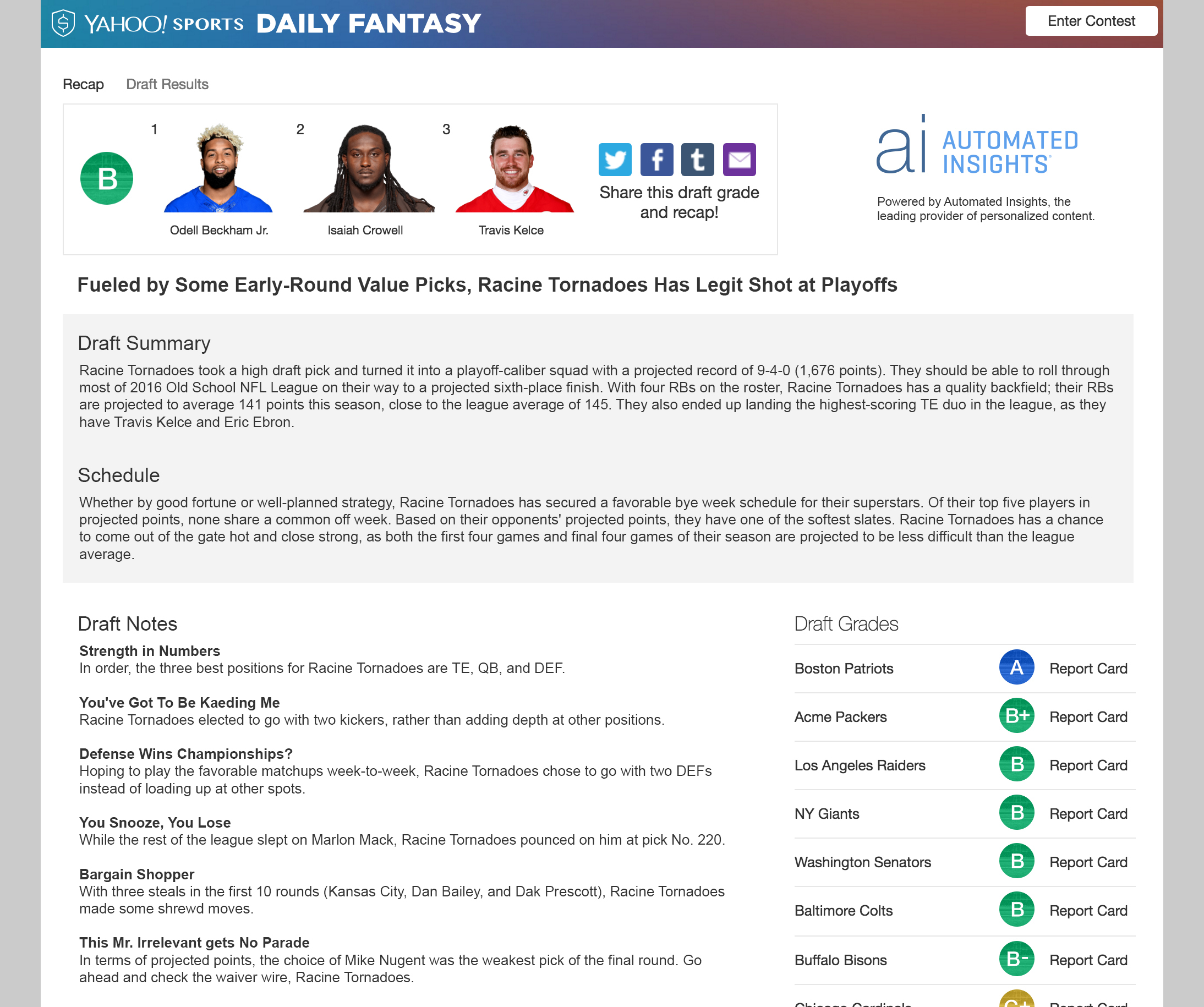 test yahoo fantasy football draft
